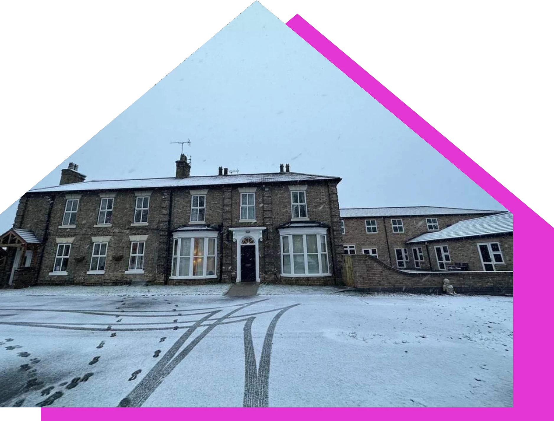 The front of Lola’s House care home in Brough on a snowy day